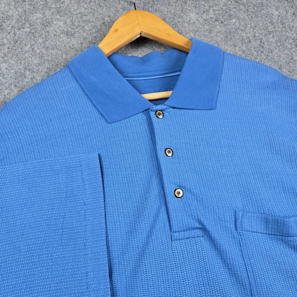 Pendleton Polo Shirt Mens XL Blue Mercerized Cotton Short Sleeve Pocket Casual